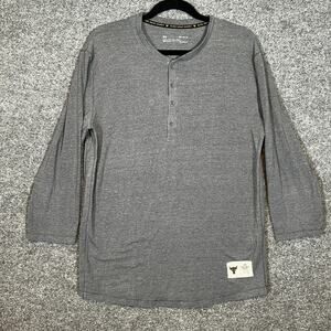 Under Armour Project Rock Shirt Mens Medium Gray Henley Tshirt 3/4 Sleeve